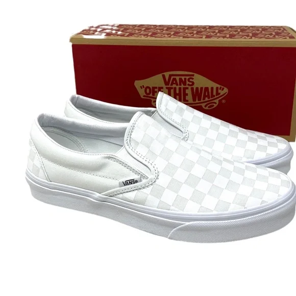 VANS Classic Slip-On Checkerboard True Women White Canvas Shoes Size VN000EYEX1L - Picture 7 of 11